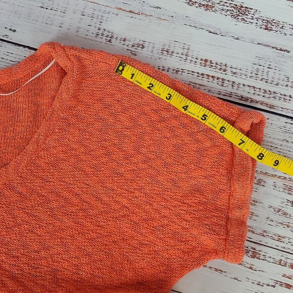 Tommy Hilfiger Stretch Knit Sweater Vibrant Orange w/ Gold Metallic Thred S/P - Picture 9 of 10